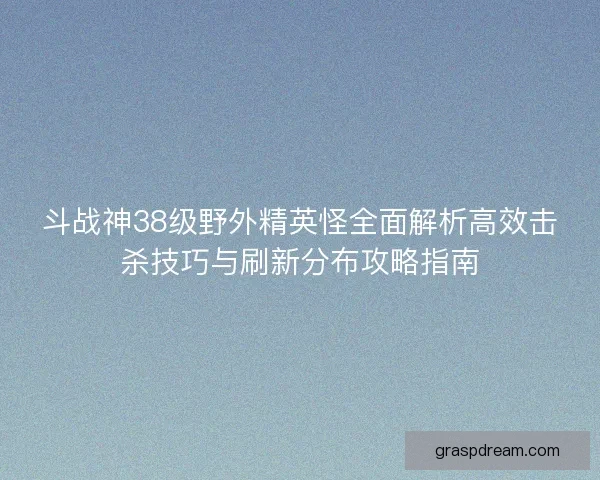 斗战神38级野外精英怪全面解析高效击杀技巧与刷新分布攻略指南
