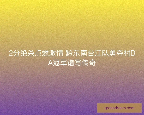 2分绝杀点燃激情 黔东南台江队勇夺村BA冠军谱写传奇