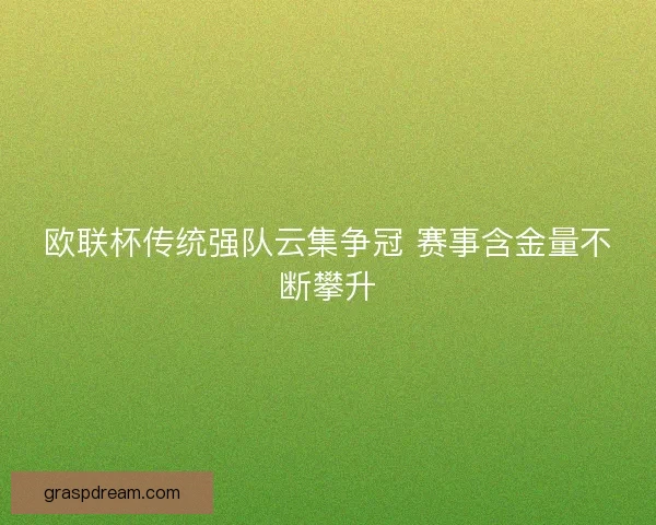 欧联杯传统强队云集争冠 赛事含金量不断攀升