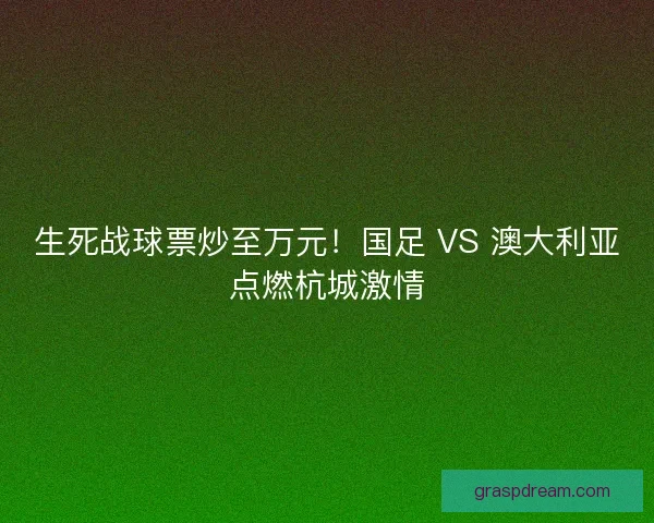 生死战球票炒至万元！国足 VS 澳大利亚点燃杭城激情