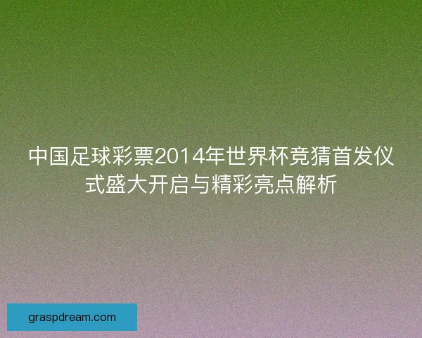 中国足球彩票2014年世界杯竞猜首发仪式盛大开启与精彩亮点解析 中国足球彩票2014年世界杯竞猜首发仪式盛大开启与精彩亮点解析