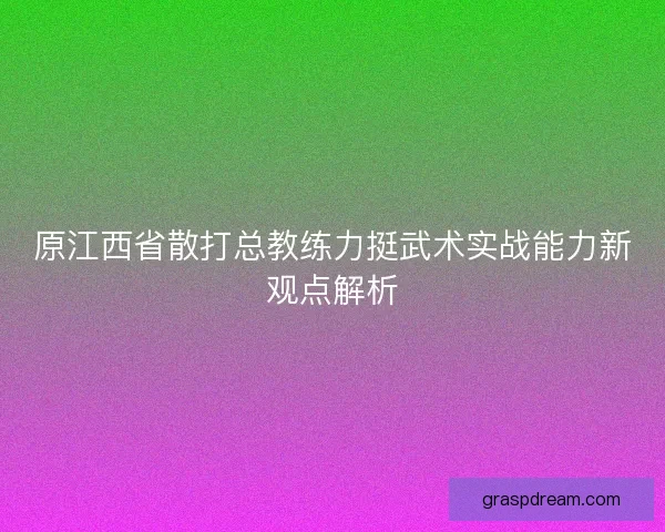 原江西省散打总教练力挺武术实战能力新观点解析