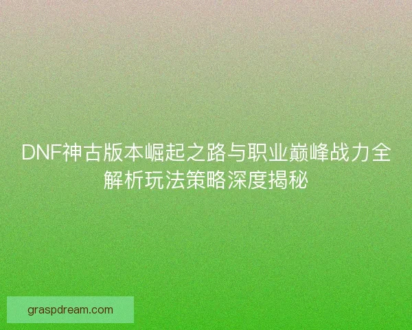 DNF神古版本崛起之路与职业巅峰战力全解析玩法策略深度揭秘